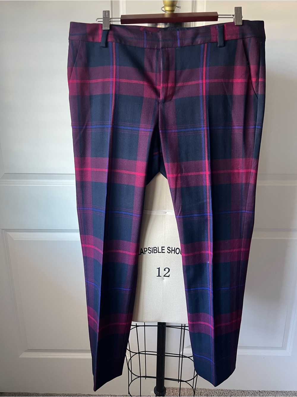 Tommy Hilfiger Navy & Magenta Plaid Trousers